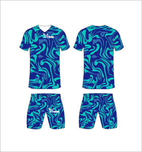 Conjunto de Uniforme de Fútbol Personalizado con Sublimación, Color Verde Azulado, Cuello en V, Manga Corta, Transpirable, de Secado Rápido, para Hombre - Product Image 1