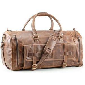 New Arrival Luxury leather Duffle Bag Adjustable <b>Strap</b> Zipper Closure Large Capacity Multi-Function for Travel Daily - Product Image 1