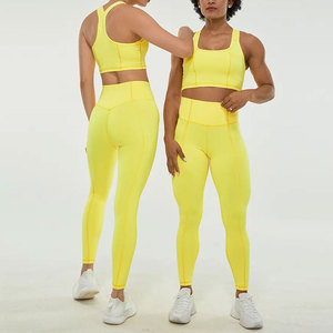 Vêtements de sport pour femmes personnalisés 2024, vente en gros, haute qualité, ensemble 3 pièces, uni, asymétrique, respirant, en Spandex/Polyester, taille haute - Product Image 6