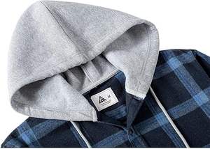 Camisas de Franela con Capucha para Hombre, Camisas a Cuadros Casuales con Botones, Chaquetas con Capucha para Hombre, Manga Larga, Elegantes, con Bolsillo - Product Image 4