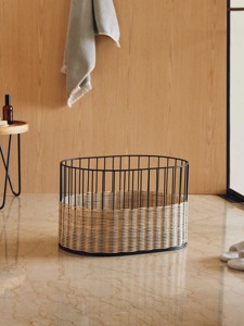 Juego de Cestas Ovaladas de Ratán con Marco de Hierro, Cestas de Almacenamiento Hechas a Mano, Ratán Natural, Modernas y Multifuncionales, Hechas en Vietnam - Product Image 4