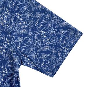 Polo de golf bleu avec logo personnalisé pour hommes Short Sleeve Knitted Polyester Spandex Flower Bird Sublimation Print Short Length - Product Image 5