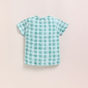 Premium Quality Organic Muslin Jabla <b>Set</b> - Teal Checks Print - Product Image 3