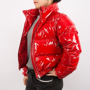 Femmes hiver réversible laine doublure doudoune imperméable haut court bulle manteau à capuche col paillettes décoration - Product Image 1