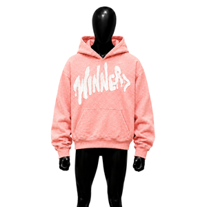 Sudadera con Capucha Rosa con Gráficos y Letras Blancas en Grafiti, Sudadera Oversize Texturizada de Estilo Urbano Informal - Product Image 1