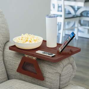 Table d'appoint personnalisée en bois pour canapé, organiseur de snacks, boissons et télécommandes, accent de décoration intérieure sur mesure - Product Image 4