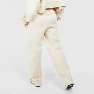Custom Logo <b>Women's</b> Cream <b>Harem</b> Sweatpants Mid Waist Drawstring Loose Fit Full Length Casual Knitted Cotton With Embroidery Logo - Product Image 3