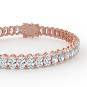 สร้อยข้อมือเทนนิส18kt เพชรทรงรีสุดหรูสายรัดข้อมือสำหรับ14kt สีทองด้านข้าง - Product Image 5