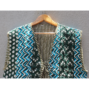 Chaleco acolchado de patchwork para mujer, sin mangas, con bolsillo, cuello chal, ropa exterior informal, regalo para ella - Product Image 4