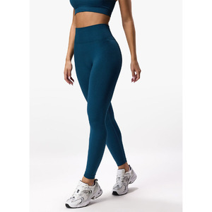 Mallas de Yoga de cadera de melocotón sólido de alta elasticidad para mujer, mallas transpirables de cintura alta sin costuras para Fitness/nailon - Product Image 1