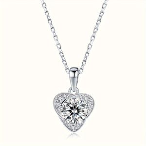 Collana con Cuore in Argento 925 e Diamante Moissanite, Categoria Prodotti Diamanti Sciolti - Product Image 5