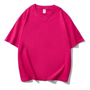 เสื้อยืดแขนสั้นคอกลมทรงหลวมผ้าฝ้ายแท้ 220 กรัม สำหรับผู้ชายและผู้หญิง สีพื้นเรียบง่าย ไหล่ตก - Product Image 6