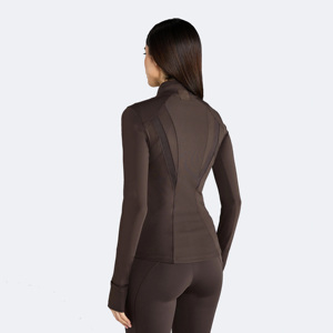 Women's Full Zip <b>Yoga</b> <b>Jacket</b> With Thumbholes Solid Color Stretchy Long Sleeve Stand Collar Breathable Fitness <b>Jacket</b> - Product Image 5