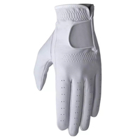 Guante de Golf Simple para Mano Izquierda, Cuero Cabretta, Blanco Marino, Antideslizante, Cierre a Presión, Protección UV, Transpirable, Deportivo