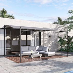 Pergola Gazebo 13FT X 10FT in Acciaio Grigio per Esterni con Tessuto Resistente alle Intemperie e Fori di Drenaggio - Product Image 2