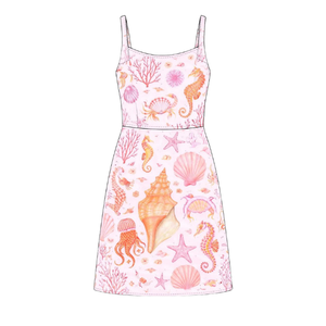 Robe d'été décontractée pour femme, imprimée, ample, à empiècements, coupe trapèze, longueur genou, avec sequins, écologique et respirante - Product Image 2