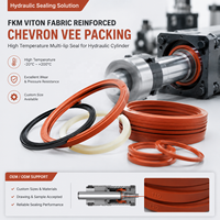 DLSEALS FKM FKM Joint d'étanchéité multi-lèvres en chevron renforcé de tissu pour haute température, pour vérin hydraulique, sur mesure