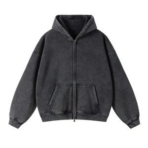 Sweat à capuche décontracté pour homme, personnalisé, hiver, épais, thermique, zippé, coupe oversize, 100% coton French Terry, impression numérique, épaules tombantes - Product Image 2