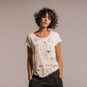 Nueva Moda: Camisetas Desgastadas para Mujer con Hombros Descubiertos, Camiseta Ligera de Verano para Dama - Product Image 5