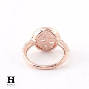 Anillo de compromiso de lujo con diamantes marquise en racimo redondo, oro rosa de 14K y 18K con incrustaciones de mosaico, anillos de boda para mujer, joyería fina. - Product Image 2