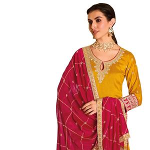 ชุดคุर्ติงานปักผ้าไหมพรีเมียมแบบใหม่ล่าสุดสำหรับงานปาร์ตี้ พร้อมกางเกงโดตีและผ้าคลุมไหล่ - Product Image 2