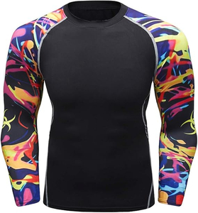 Men's Rash Guard Long Sleeves UPF 50+ UV Sun Protection Quick Drying Splice Compression <b>Swim</b> Shirts Athletic Performance Wear - Product Image 1