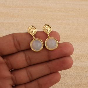 Pendientes de ópalo con baño de oro y engaste de bisel, joyería llamativa para esposa V - Product Image 4