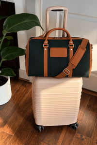 Men's High Quality Pu Leather Waterproof Lightweight Weekender Duffel <b>Bag</b> with <b>Tan</b> Leather Handles Shoulder Strap for Luggage - Product Image 3