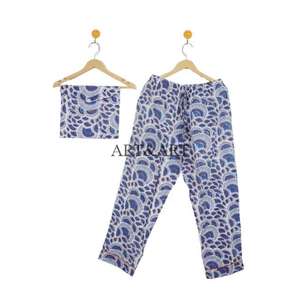 Vestido de Noche de Verano para Mujer, Hecho a Mano, 100% Algodón Puro, Elegante Conjunto de Pijama con Estampado Floral, Traje de Noche de Algodón Indio - Product Image 3