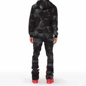 Men's Black <b>Tie</b> <b>Dye</b> Hoodie Tracksuit <b>Set</b> Full Sleeve Elastic Waist Streetwear Autumn Wear Regular Fit 100% Polyester - Product Image 2