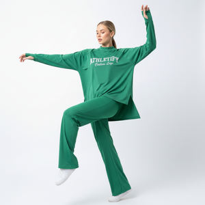 Túnica Deportiva para Mujer con Logotipo Personalizado, Transpirable, de Secado Rápido, con Dobladillo Alto-Bajo, Manga Larga, 100% Poliéster, Ropa Deportiva Musulmana - Product Image 1