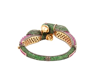 925 Sterling Silver Gold Plated Classic Parrot Shape Natural Tsavorite <b>Ruby</b> Gemstone <b>Bracelets</b> Womens Gift Jewelry - Product Image 4