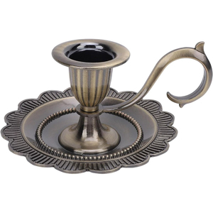 <b>Bronze</b> Antique Finished Metal Chamberstick With Finger Loop for Home Wedding Event Lighting Decoration On Sale - Product Image 1