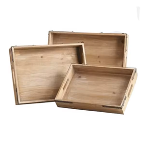 Artículos de Servicio de Madera de Primera Calidad, Vajilla Rústica de Madera, Bandeja de Servicio para el Hogar, Bandeja Decorativa de Madera para Bodas, Restaurantes y Alimentos - Product Image 1