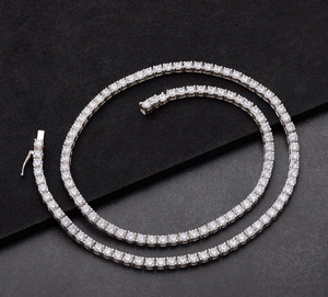 Luxury Women's Moissanite <b>Choker</b> Necklace Princess Cut Channel Setting 925 <b>Silver</b> Rhodium Plated Wedding Jewelry - Product Image 1