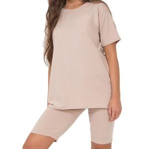 <b>Women</b> Cotton <b>Short</b> <b>Set</b> Breathable Anti-Wrinkle Fabric Trendy Latest Design High Quality High Waist T-shirt <b>Shorts</b> HI 2026 - Product Image 2