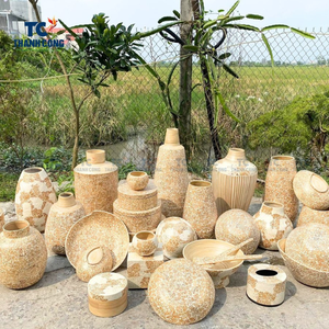 Florero de mesa con incrustaciones de madreperla de mosaico decorativo para el hogar con forma Irregular azul moderno más vendido - Product Image 4