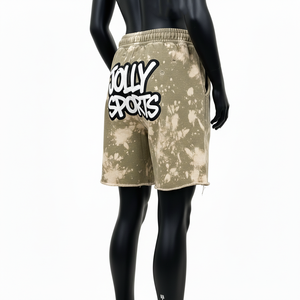 Women Premium Acid Wash <b>Fleece</b> <b>Shorts</b> 320 GSM Soft Cotton Raw Edge Embroidered Custom Logo Acid Wash women's <b>shorts</b> - Product Image 5