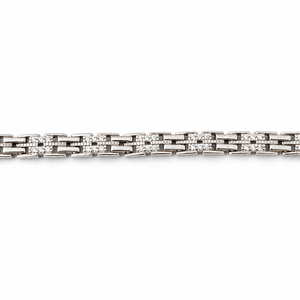 925 Sterling <b>Silver</b> Cubic Zirconia Bracelet High Polish Slim Link Chain Minimalist Modern <b>Mens</b> Unisex for Wedding Party Daily We - Product Image 1