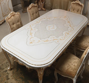 Juego de Comedor Rectangular de Madera de Teca Blanca de Lujo, Tallado al Estilo Francés, Muebles de Comedor Ecológicos para Hotel, Hecho en Indonesia - Product Image 3