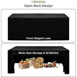 HolidayIdeas Copritavolo Rettangolare Nero con Retro Aperto, 6 Piedi, Antipiega e Lavabile, per Fiere Artigianali e Banchetti - Product Image 1