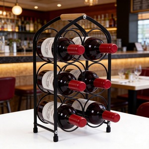 Elegante Soporte de Metal Contemporáneo para Botellas de Vino, Exhibidor de Mesa para una Sola Botella - Product Image 4