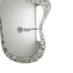 Miroir mural de luxe en nacre organique, mosaïque de coquillages faite à la main, miroir décoratif pour une décoration intérieure haut de gamme - Product Image 6