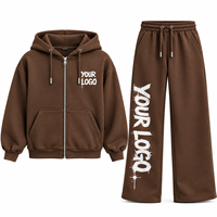Ensemble de survêtement streetwear en coton de haute qualité avec fermeture éclair surdimensionnée, sweat-shirts et pantalons de survêtement personnalisés pour hommes, ensemble de survêtement d'hiver