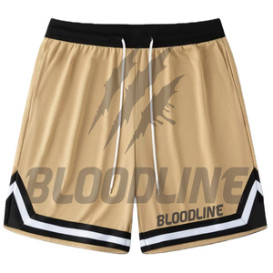 Pantalones Cortos Deportivos Negros para Hombre BLOODLINE, Cintura Elástica Media, Material PU, Estampado de Camuflaje, Secado Rápido, Bolsillos Delanteros, Logotipo - Product Image 1