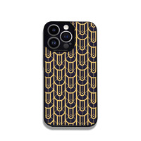 Coque de téléphone personnalisée étanche en TPU+PC, design feuille jaune de luxe, cadre bleu et noir