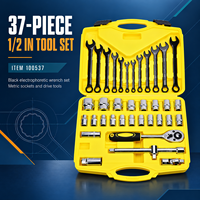 HEHE 37 pièces, jeu d'outils de clés à douilles hexagonales et clés à molette CRV 1/2 pouce, OEM, réparation automobile DIY, garantie de 3 ans