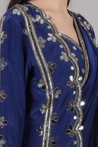 Conjunto de Diseño Real para Mujer, Estilo Saree con Chal, Color Azul, con Cuentas de Espejo y Lentejuelas, para Cada Ocasión - Product Image 5