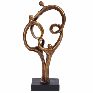 Handmade Brass Abstract Human Sculpture Modern Metal Figurine on Black <b>Wooden</b> Base Artistic Tabletop Showpiece Home Office Decor - Product Image 1