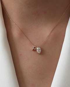 <b>Initial</b> Toi Et Moi Marquise Cut Lab Grown Diamond Pendant <b>Necklaces</b> Bezel Set Solitaire Layering Fine Jewelry 10K 14K Solid Gold - Product Image 4